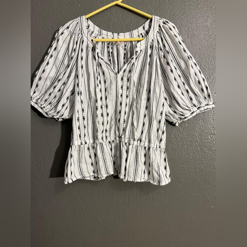 a.n.a Black and White Striped Blouse